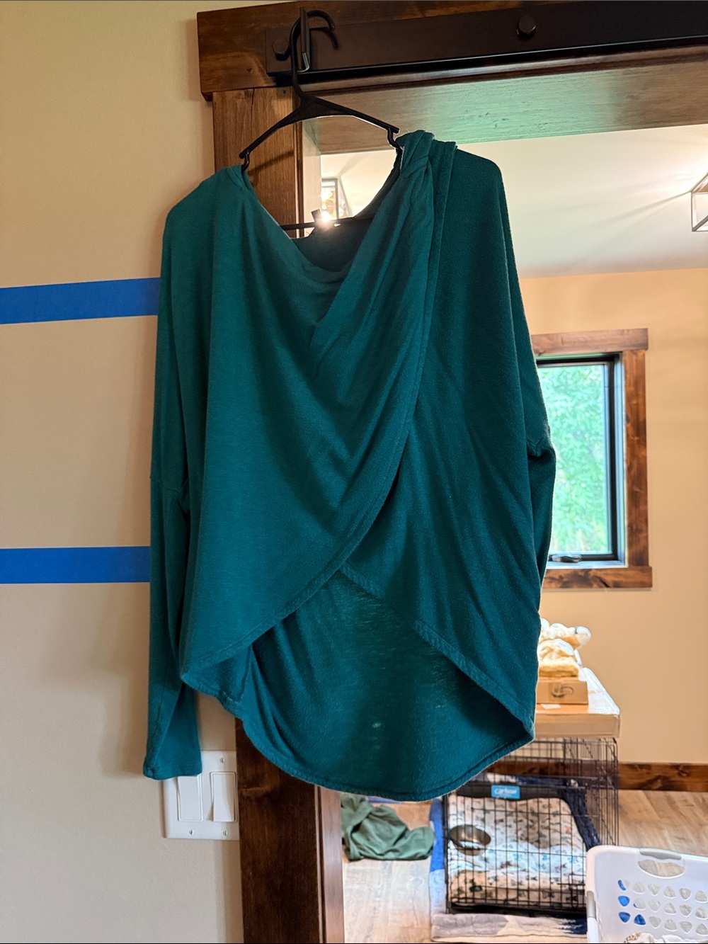 Buckle Teal Asymmetrical Draped Women's Top